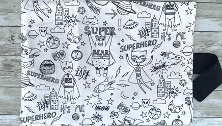 Napperon à colorier avec pochette et crayons - Spiderman 02 et Super-Héros
