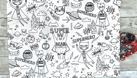 Napperon à colorier avec pochette et crayons - Spiderman et Super-Héros